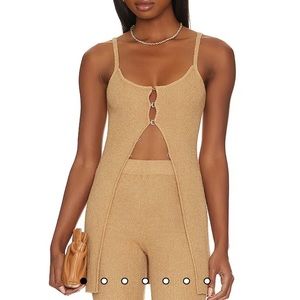 Persephone Knit Cardigan Tank in Tan